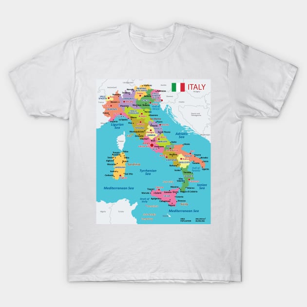 Administrative map of Italy T-Shirt by AliJun